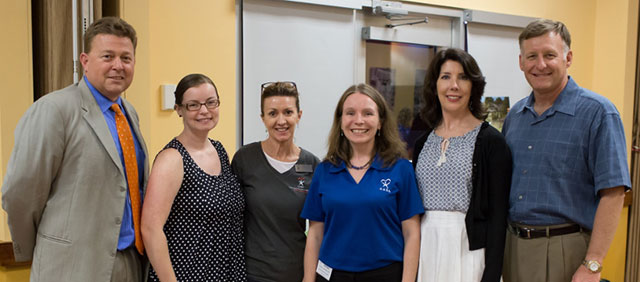 Pictured Left to Right: Benton County Judge Tom Smith; Marisa Medina - Toy Industry Foundation; Julie Lolley - CASA of NWA; Susan Schroete - National CASA; Jean Butler - Toy Industry Foundation; Chris Sultemeier