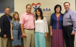 Pictured left to right, Brett Biggs, CASA advocate Kara Biggs, Steve Lane, advocate and former CASA board member Kim Lane, Capital Campaign Chairs Susan and Mike Duke.